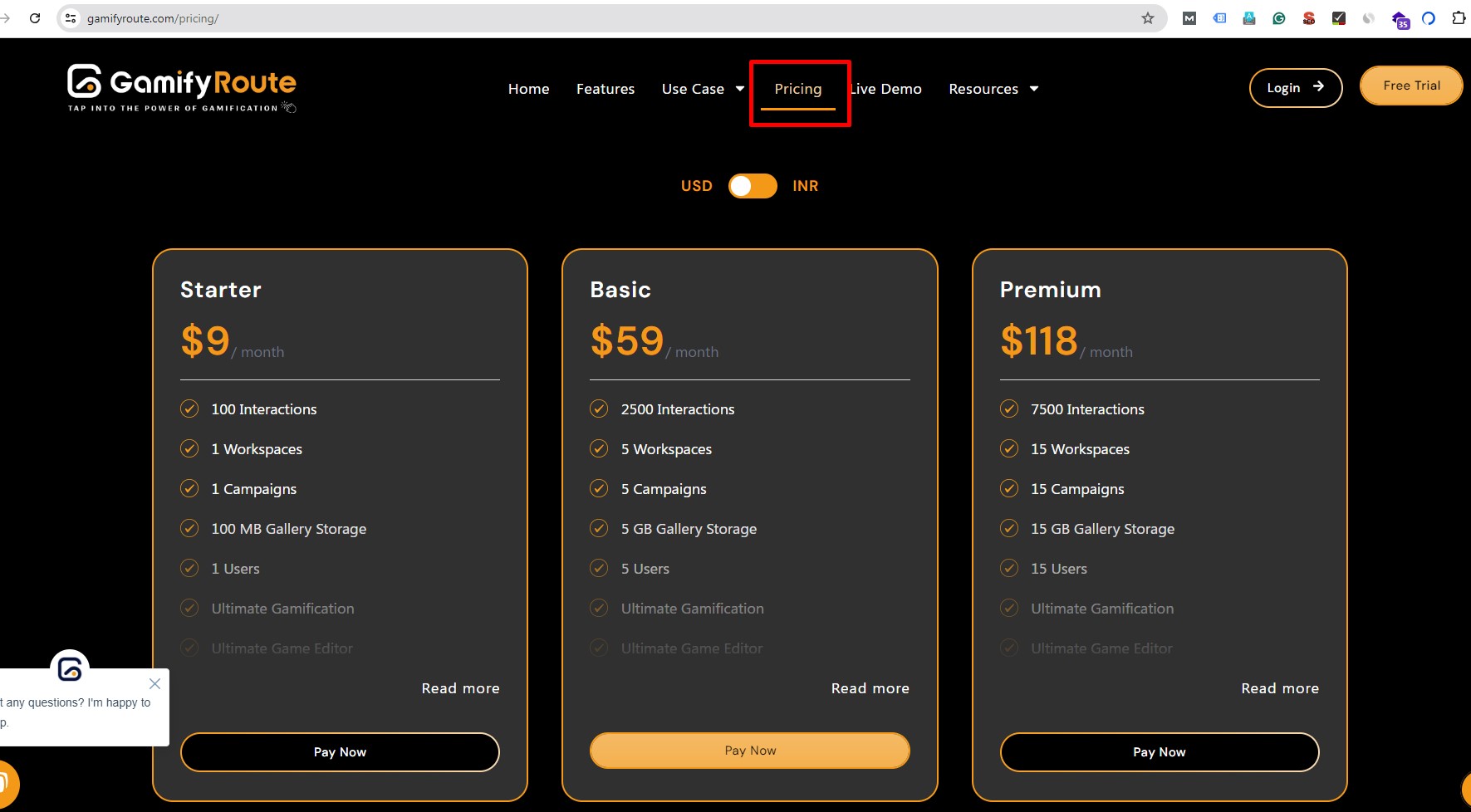 screenshot of Gamify Route